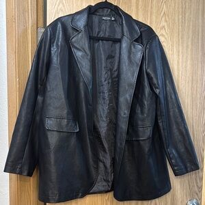 Nasty Gal Black Faux Leather Blazer